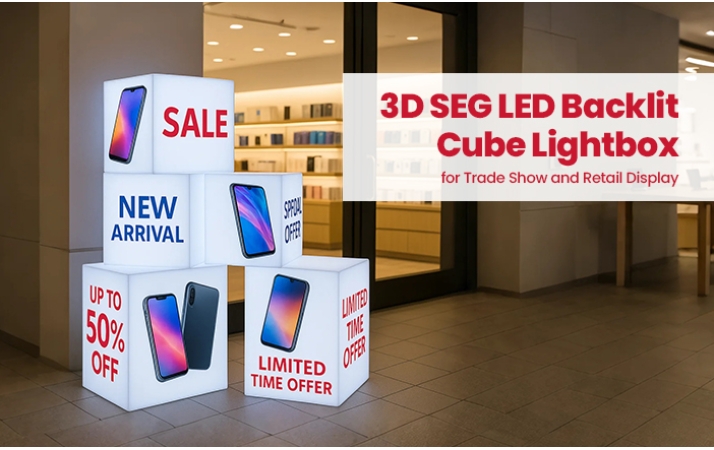 3D SEG LED Backlit Cube Lightbox