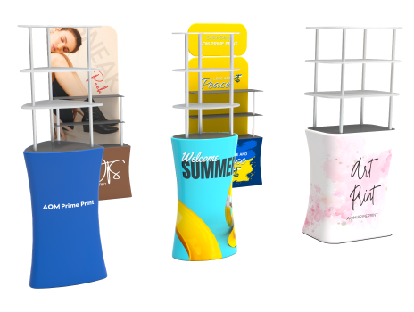 Presentation Rack Shelving Display Racks | Trade Show Exhibit Stands | AOM Prime Print