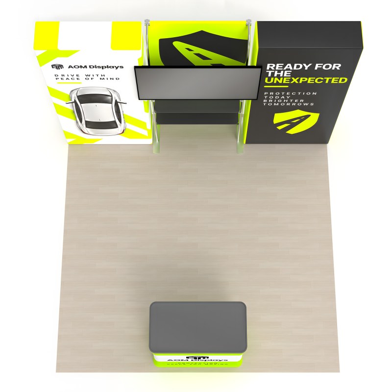 10x10 Backlit Trade Show Booth with Monitor Mount and Shelves