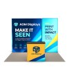 10x10 Backlit Tension Fabric Trade Show Booth with Wide and Narrow Backlit Walls with Case Podium