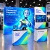 10x10 Backlit Trade Show Booth with Monitor Table Counter