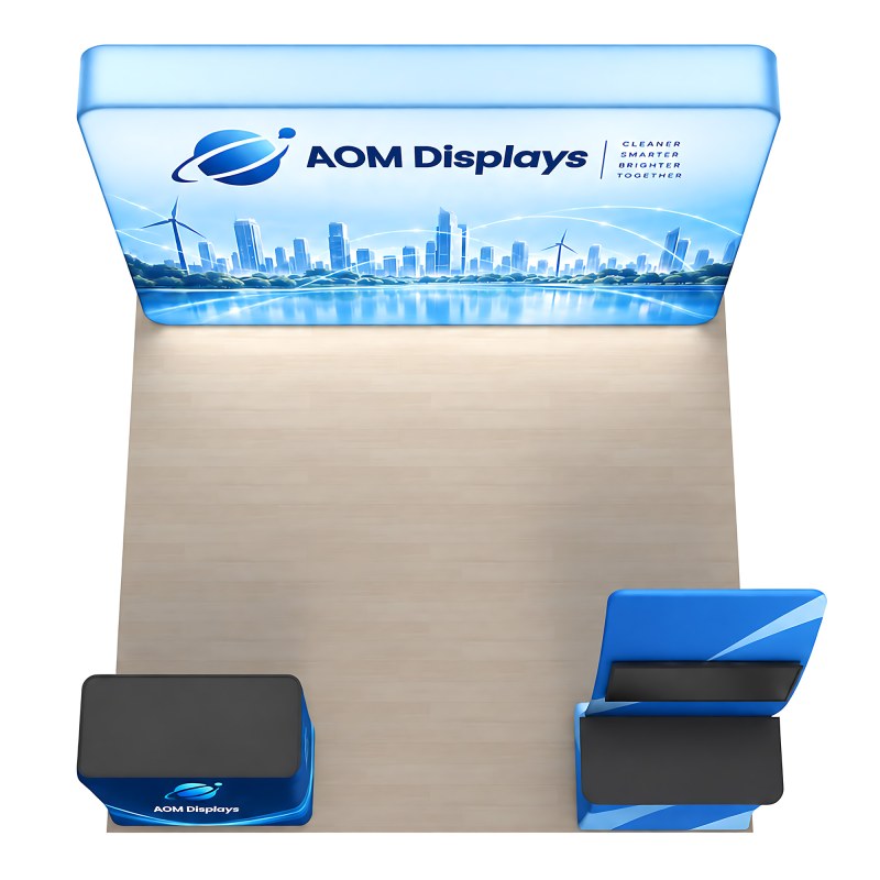 10x10 Backlit Trade Show Booth with Monitor Table Counter