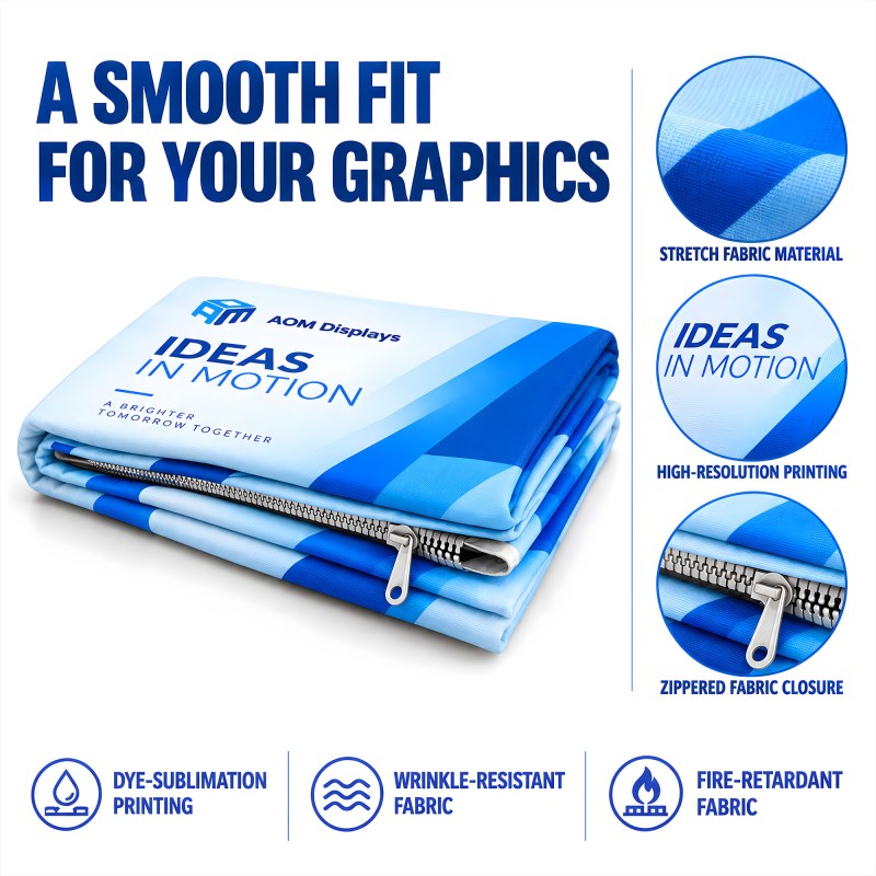 8x8 Backlit Tension Fabric Trade Show Booth with Rounded-Corner Wall and Tablet Stand