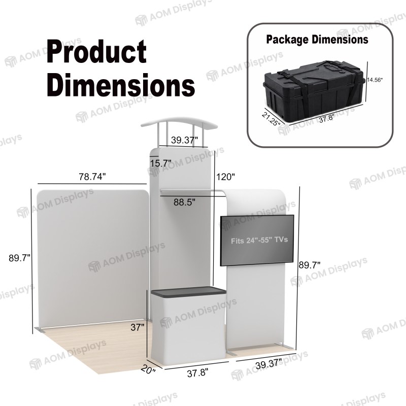 10x10 Backlit Trade Show Booth with Illuminated Tower and TV Mount