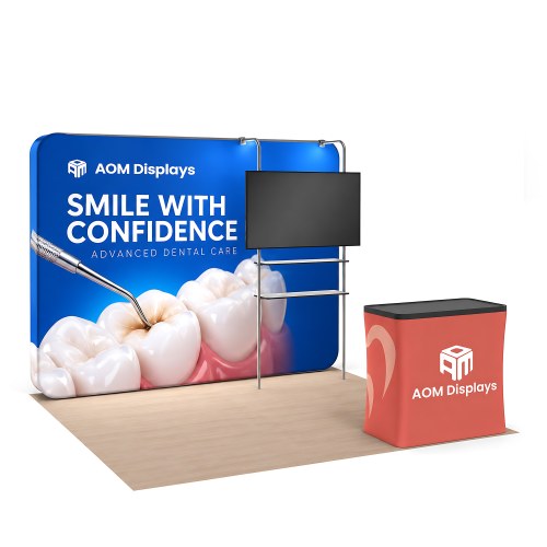 10x10 Backlit Trade Show Booth with TV Mount and Shelves