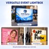 10x10 Backlit Trade Show Booth with L-Shaped TV Mount and Podium Counter