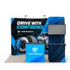 10x10 FlexPop™ Trade Show Booth with Curved Wall and Monitor Display Table