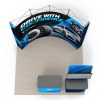 10x10 FlexPop™ Trade Show Booth with Curved Wall and Monitor Display Table