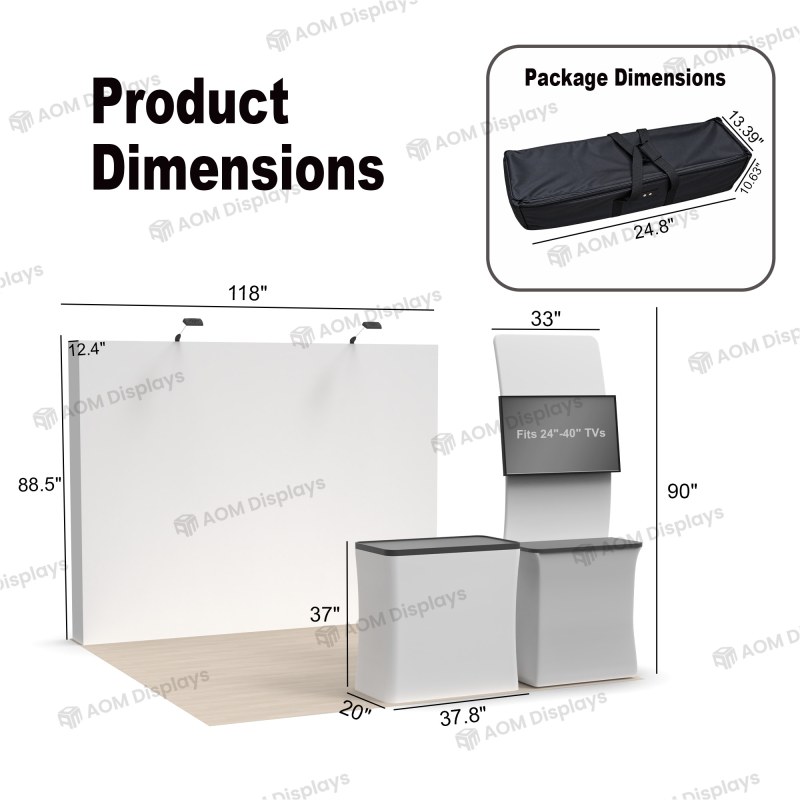 10x10 Straight FlexPop™ Trade Show Booth with Monitor Table Counter