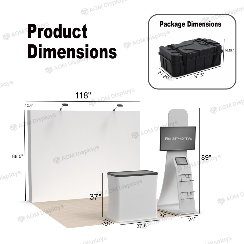 10x10 FlexPop™ Trade Show Booth with Straight Wall and Hybrid TV Stand
