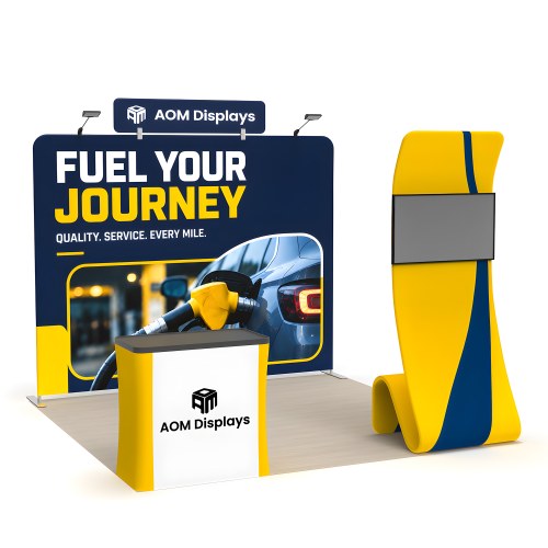 10x10 Straight FlexZip™ Trade Show Booth with S-Shaped TV-Mount Stand