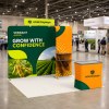 10x10 Straight FlexZip™ Trade Show Booth with 2-Tier Shelving and Header