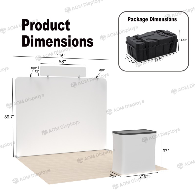10x10 Straight FlexZip™ Trade Show Booth with Header and Podium Counter