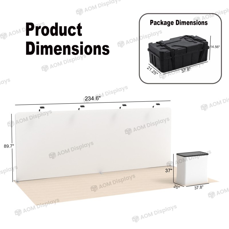 10x20 Straight FlexZip™ Trade Show Booth with Full Backwall and Podium Counter