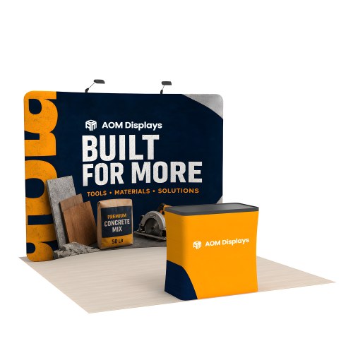 10x10 Curved FlexZip™ Trade Show Booth with Podium Counter
