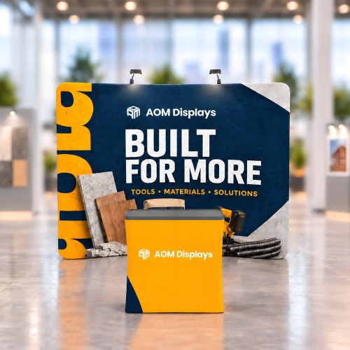 10x10 Curved FlexZip™ Trade Show Booth with Podium Counter