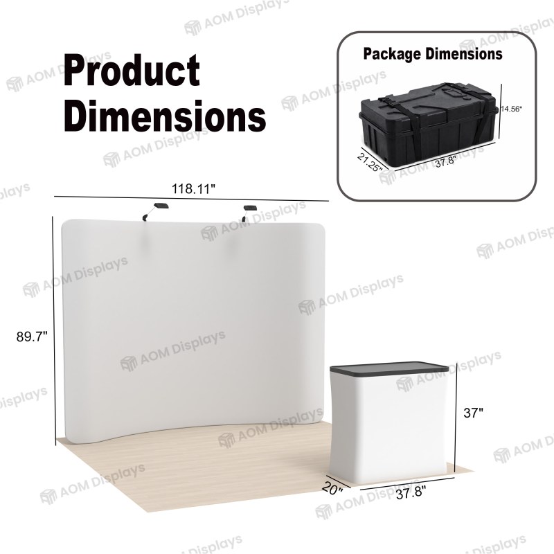 10x10 Curved FlexZip™ Trade Show Booth with Podium Counter