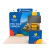 10x10 Straight FlexZip™ Trade Show Booth with 2-Tier TV-Mount Shelving