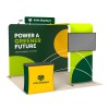 10x10 Straight FlexZip™ Trade Show Booth with L-Shaped Display, TV Mount and Header
