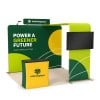 10x10 Straight FlexZip™ Trade Show Booth with L-Shaped Display, TV Mount and Header