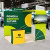 10x10 Straight FlexZip™ Trade Show Booth with L-Shaped Display, TV Mount and Header