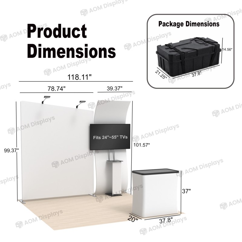 10x10 Modular FlexZip™ Trade Show Booth with TV Mount and Wave Panels
