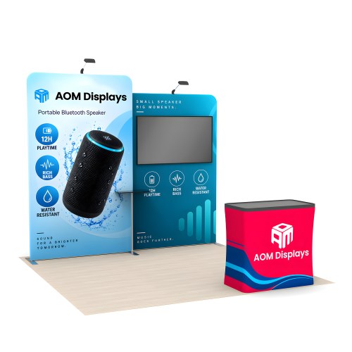 10x10 Modular FlexZip™ Media Trade Show Booth with TV Mount and Dual Display Panels