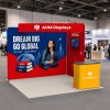 10x10 FlexZip™ Media Trade Show Booth with TV Mount and Header