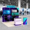 10x10 Straight FlexZip™ Media Trade Show Booth with TV Mount and Display Tower