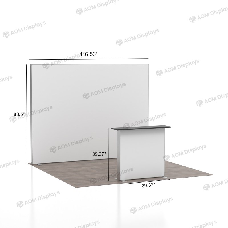 10x10 ProFrame™ SEG Lightbox Trade Show Booth with Backwall and Lightbox Counter