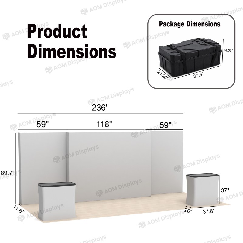 10x20 Backlit Trade Show Booth with Three Fabric Displays and Two Counters