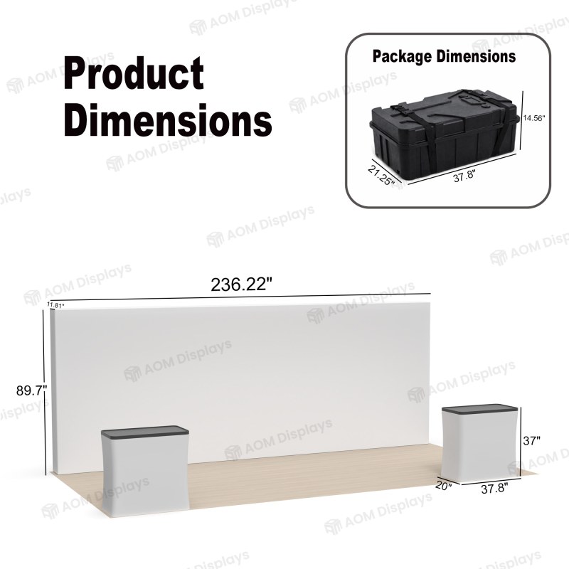 10x20 Backlit Fabric Trade Show Booth with Dual Hard Case Counters