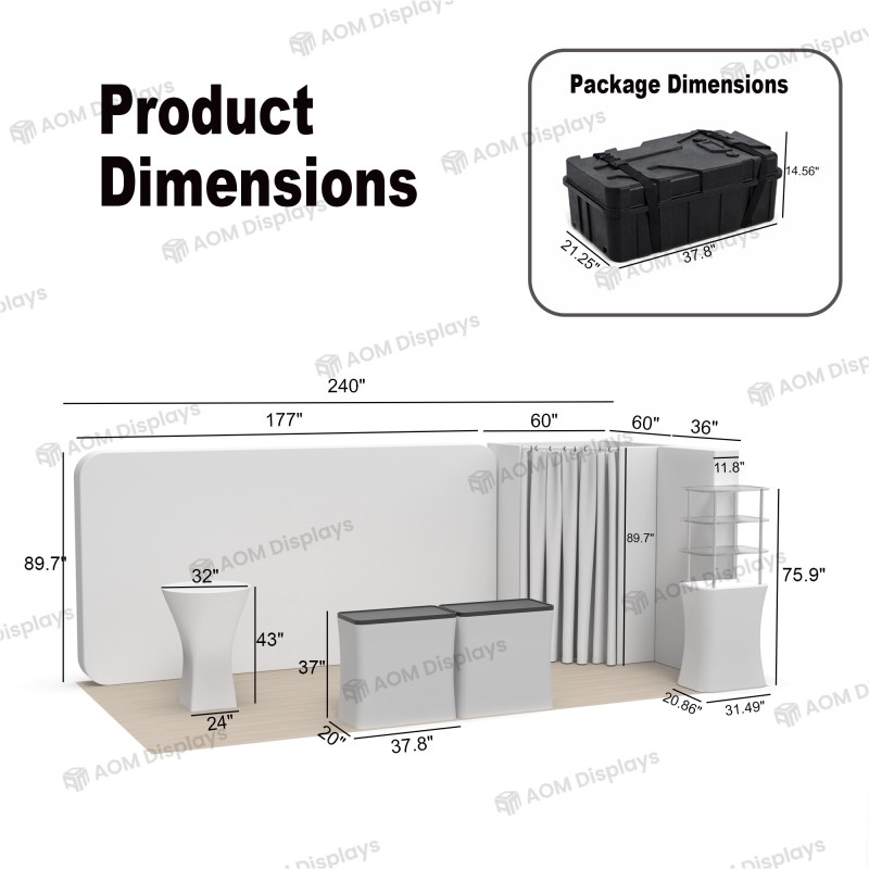 10x20 Backlit Trade Show Booth with Curtained Enclosure and Shelves