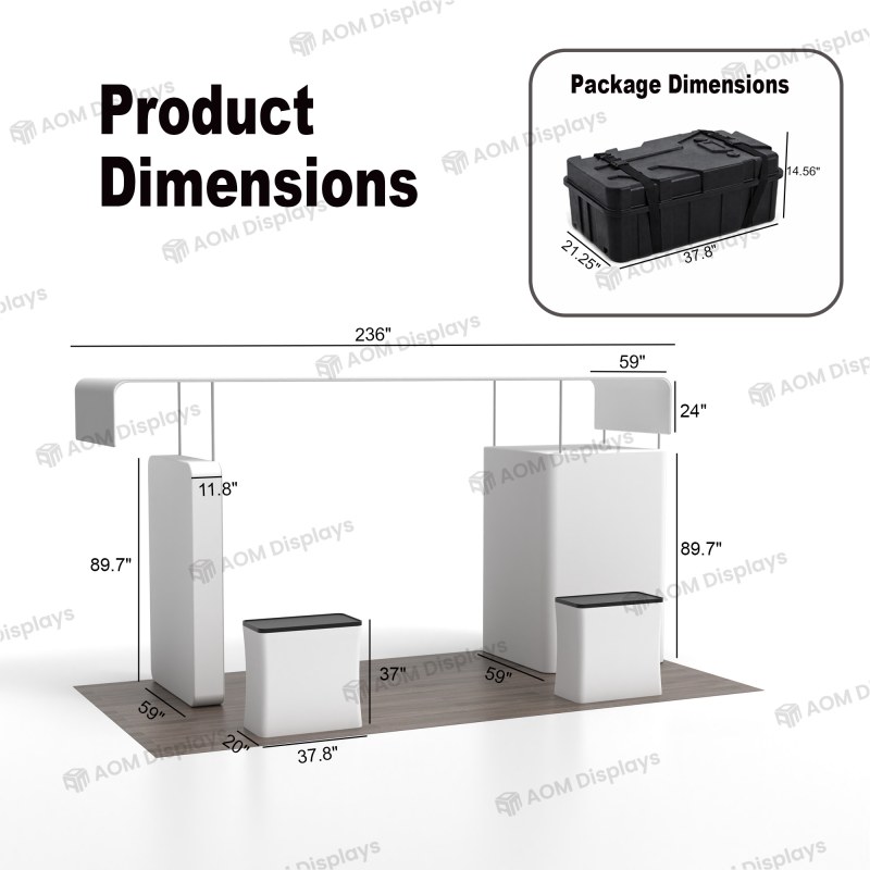 10x20 Backlit Trade Show Booth with Wide Header and Square Tower