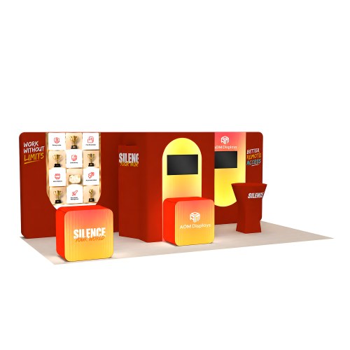 10x20 Backlit Trade Show Booth with Selective Backlighting and Storage Room