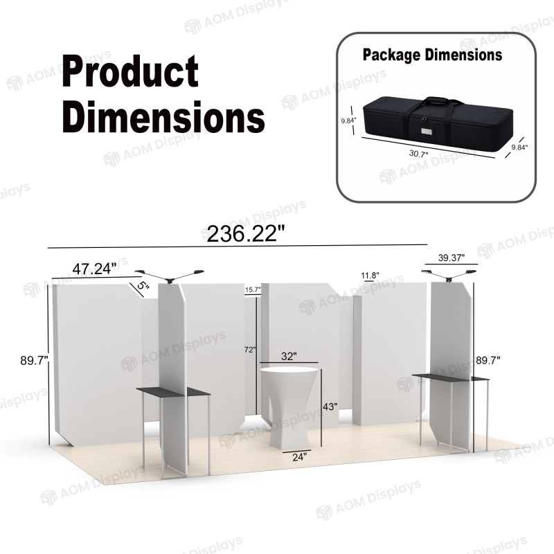 10x20 Backlit Trade Show Booth with Shaped Lightboxes and Display Shelves