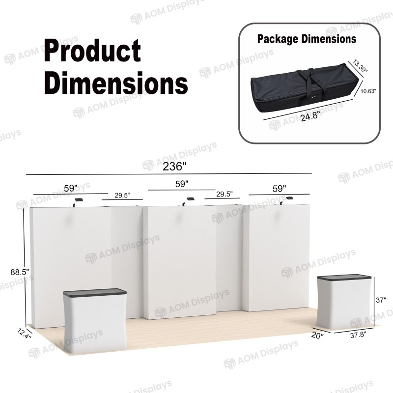 10x20 FlexPop™ Trade Show Booth with 5-Panel Backwall and Dual Counters
