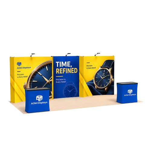10x20 FlexPop™ Trade Show Booth with Straight Center and Curved Ends