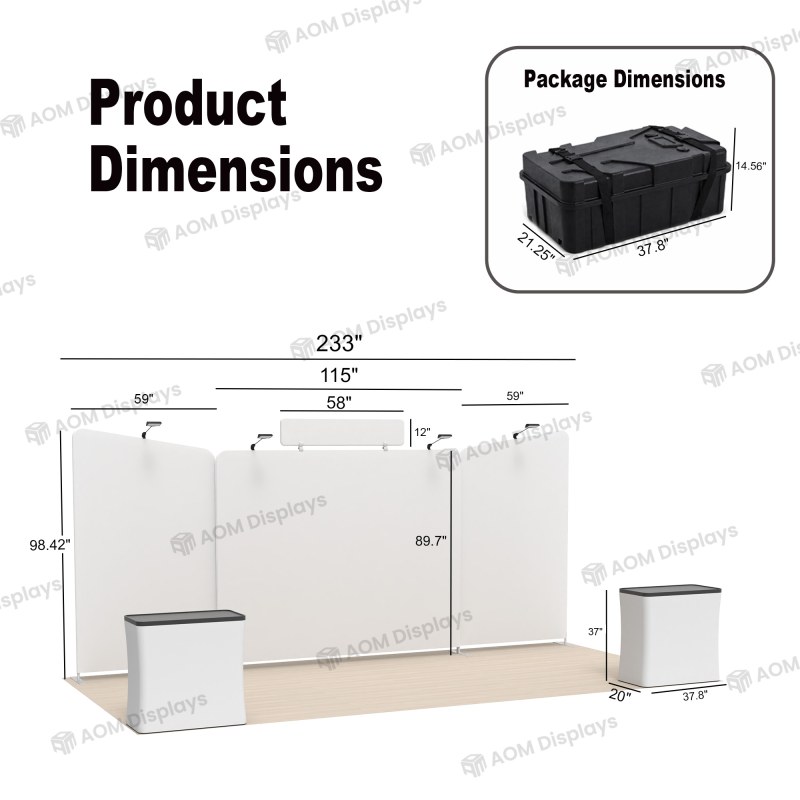 10x20 Modular FlexZip™ Trade Show Booth with Slanted-Top Panels and Header