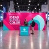 10x20 Straight FlexZip™ Trade Show Booth with Full Backwall and Podium Counter