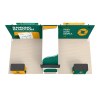10x20 Straight FlexZip™ Trade Show Booth with L-Shaped Display, TV Mount and Two Headers