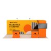 10x20 Straight FlexZip™ Trade Show Booth with L-Shaped Display and TV Mount