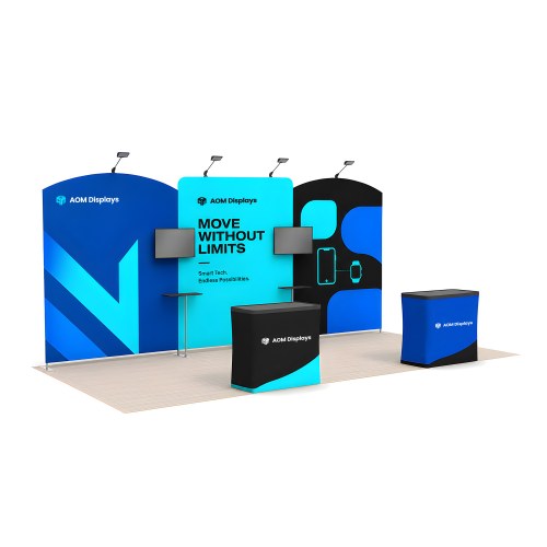 10x20 Modular FlexZip™ Media Trade Show Booth with Dual TV Mounts