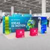 10x20 Straight FlexZip™ Media Trade Show Booth with 4-Tier Shelving and TV Mount