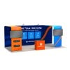 10x20 Straight FlexZip™ Trade Show Booth with Two L-Shaped Displays and TV Mounts