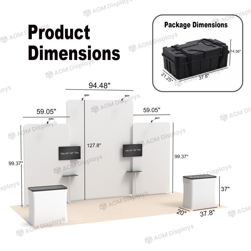 10x20 Modular FlexZip™ Media Trade Show Booth with Mixed Panels and Dual TV Mounts