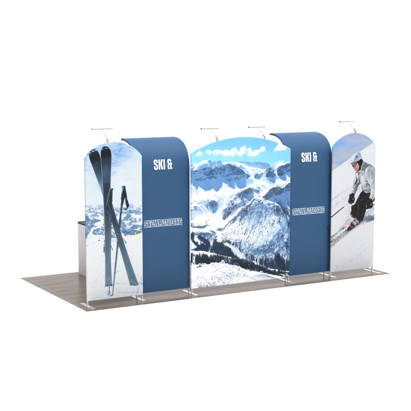 Modular Booth Systems 20ft Modular Trade Show Booth with Arched Center and Curved TV Panels ...