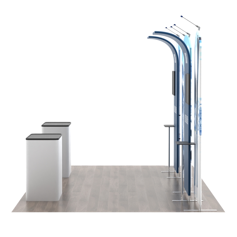 Modular Booth Systems 20ft Modular Trade Show Booth with Arched Center and Curved TV Panels ...