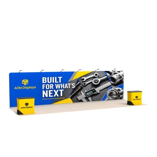 10x30 Straight FlexZip™ Trade Show Booth with Full Backwall and Dual Counters