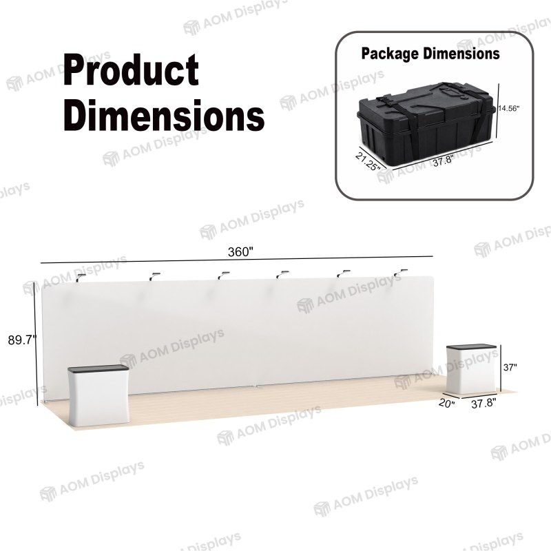 10x30 Straight FlexZip™ Trade Show Booth with Full Backwall and Dual Counters